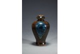 A BROWN AND ROBIN EGG GLAZED VASE