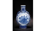 A BLUE AND WHITE 'LANDSCAPE' MOONFLASK VASES