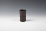 A HUANGHUALI CARVED 'BAMBOO' BRUSHPOT