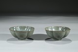 A PAIR OF CELADON GLAZED BOWLS