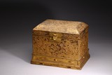 A GILT WOOD 'DRAGON' SEAL BOX AND COVER 