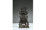 A LARGE BRONZE FIGURE OF STANDING WEITUO