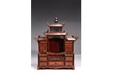 A LACQUER GILT PAINTED WOOD BUDDHIST SHRINE