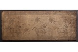A GREY POTTERY TOMB TILE PANEL OF HORSES AND PHOENIX