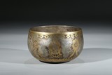 A SILVER GOLD-INLAID 'EIGHT BUDDHIST MOTIF' BOWL