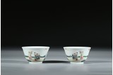 A PAIR OF FAMILLE ROSE 'BOYS' CUPS