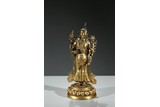 A GILT BRONZE FIGURE OF STANDING BODHISATTVA