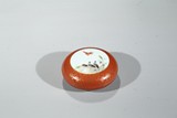 A FAMILLE ROSE CORAL RED GROUND PASTE BOX