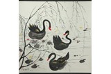 WU GUANGZHONG: INK AND COLOR ON PAPER PAINTING 