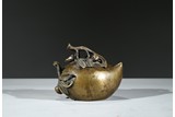 A BRONZE 'PEACH' CENSER AND COVER