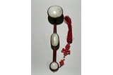 A ROSEWOOD WHITE JADE INLAID RUYI SCEPTER