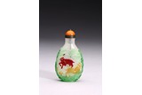 A FIVE COLOR OVERLAY GLASS SNUFF BOTTLE