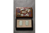 A PAIR OF WHITE JADE PLAQUES WITH BOX
