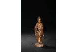 A GILT SPLASH BRONZE STATUE OF GUANYIN