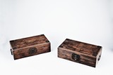 A SET OF TWO HARDWOOD RECTANGLE BOXES