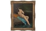 A FRAMED 'NUDE' OIL ON CANVAS PAINTING 