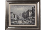 AN OIL ON CANVAS 'PARIS SCENERY' PAINTING