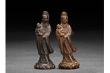 TWO CARVED GUANYIN FIGURES