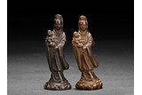 TWO CARVED GUANYIN FIGURES