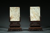 PAIR OF CHINESE WHITE JADE TABLE SCREENS 
