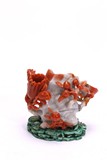 A CHINESE CARNELIAN AGATE WASHER WITH STAND