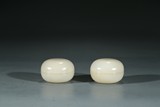 A PAIR OF TWO CHINESE WHITE JADE INK PASTE BOXES