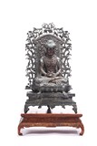 A BRONZE FIGURE OF AMITABHA WITH BACKPLATE