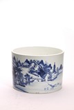 A CHINESE BLUE AND WHITE 'RIVERSCAPE' BRUSHPOT 
