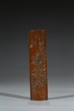 A CARVED BAMBOO 'CRANES AND PINE' WRISTREST