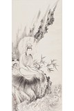 AN INK ON PAPER 'GUANYIN' PAINTING, PU RU      