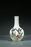 A CHINESE FAMILLE ROSE 'FIGURES' INSCRIBED VASE