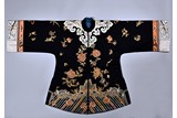 A CHINESE BLUE GROUND EMBROIDERY ROBE