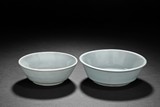 A PAIR OF CELADON GLAZED BOWLS