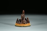 A CHINESE ALOESWOOD 'MOUNTAIN' BRUSH REST
