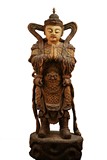 A VERY LARGE WOOD PAINTED STATUE OF GUARDIAN KING