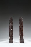 A PAIR OF ZITAN QIN-SHAPE INSCRIBED WRISTRESTS