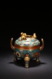 A CLOISONNE ENAMEL TRIPOD CENSER AND COVER