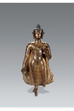 A LARGE GILT BRONZE FIGURE OF STANDING MAITREYA