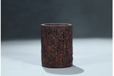 A BAMBOO CARVED 'HUNDRED BOYS' BRUSHPOT