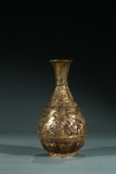 A CHINESE GILT-BRONZE CAST 'FLOWERS' VASE