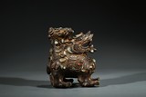 A CHINESE PARCEL-GILT GEMS INLAID 'QILIN' CENSER