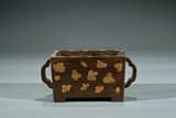 A CHINESE GOLD SPLASHED SQUARE CENSER