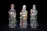 A SET OF ENAMELED FIGURES OF THE THREE STARS OF HAPPINESS