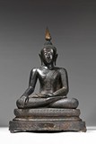 A LARGE PARCEL GILT FIGURE OF SEATED BUDDHA
