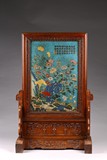 A CHINESE CLOISONNE ENAMEL IMPERIAL POEM TABLE SCREEN 