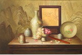 A FRAMED OIL ON CANVAS ‘STILL LIFE’ PAINTING