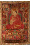 AN EMBROIDERED 'LAMA' THANGKA HANGING SCROLL