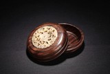 A HUANGHUALI WHITE JADE INLAID BOX AND COVER