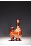 A CHINESE 'WOOD-GRAIN IMITATION' ENAMELED DOUBLE VASE