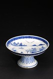 A BLUE AND WHITE 'LANDSCAPE' STEM DISH